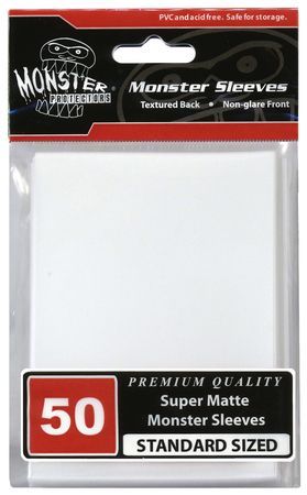 Monster Super Matte White 50ct Standard Sized Sleeves MONMSLLMNWHT Sleeves Monster Super Matte White 50ct Standard Sized Sleeves MONMSLLMNWHT Sleeves
