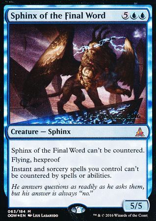 Sphinx of the Final Word 063 184 OGW Prerelease Foil Promo Magic The Gathering Promo Cards Sphinx of the Final Word 063 184 OGW Prerelease Foil Promo Magic The Gathering Promo Cards