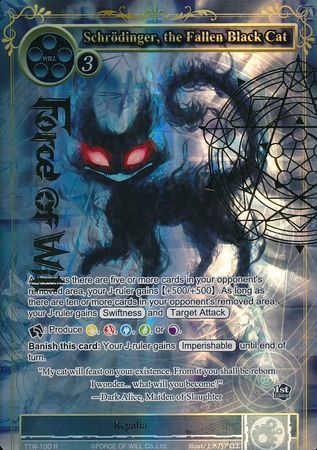 Schrodinger the Fallen Black Cat TTW 100 Rare Full Art Stamped Foil Schrodinger the Fallen Black Cat TTW 100 Rare Full Art Stamped Foil