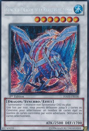 Gungnir Dragon de la Barriere de Glace HA03 FR030 Secret Rare 1st Edition French Yugioh Cards Gungnir Dragon de la Barriere de Glace HA03 FR030 Secret Rare 1st Edition French Yugioh Cards