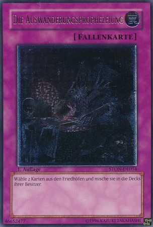 Ultimate Rare Die Auswanderungsprophezeiung STON DE054 1st Edition German Yugioh Cards Ultimate Rare Die Auswanderungsprophezeiung STON DE054 1st Edition German Yugioh Cards
