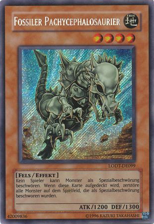 Fossiler Pachycephalosaurier LODT DE099 Secret Rare Unlimited German Yugioh Cards Fossiler Pachycephalosaurier LODT DE099 Secret Rare Unlimited German Yugioh Cards