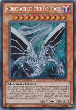 Niedertrachtiger Cyber End Drache YMP1 DE004 Secret Rare Limited German Yugioh Cards Niedertrachtiger Cyber End Drache YMP1 DE004 Secret Rare Limited German Yugioh Cards
