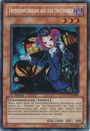 Fremdenfuhrerin aus der Unterwelt EXVC DE084 Secret Rare 1st Edition German Yugioh Cards Fremdenfuhrerin aus der Unterwelt EXVC DE084 Secret Rare 1st Edition German Yugioh Cards