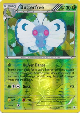 Pokemon Card  BUTTERFREE  Reverse Holo Rare 3/192 REBEL CLASH  *MINT* 003 