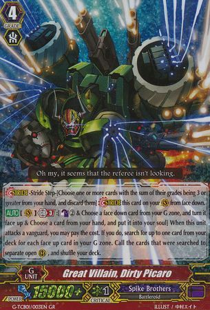 Great Villain Dirty Picaro G TCB01 003EN Generation Rare GR G Technical Booster 1 The Reckless Rampage Singles Great Villain Dirty Picaro G TCB01 003EN Generation Rare GR G Technical Booster 1 The Reckless Rampage Singles