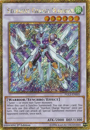 PGL3-EN005 Gold Secret Rare Card: Stardust Charge Warrior 1st Ed NM Yu-Gi-Oh