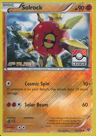Solrock 64 146 4th Place League Promo Pokemon Championship League Organized Play Promos Solrock 64 146 4th Place League Promo Pokemon Championship League Organized Play Promos