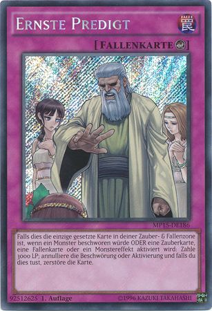 Ernste Predigt MP15 DE186 Secret Rare 1st Edition German Yugioh Cards Ernste Predigt MP15 DE186 Secret Rare 1st Edition German Yugioh Cards