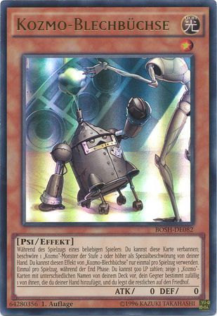 Kozmo Blechbuchse BOSH DE082 Ultra Rare 1st Edition German Yugioh Cards Kozmo Blechbuchse BOSH DE082 Ultra Rare 1st Edition German Yugioh Cards