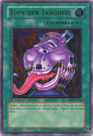 Ultimate Rare Topf der Tragheit EEN DE037 1st Edition German Yugioh Cards Ultimate Rare Topf der Tragheit EEN DE037 1st Edition German Yugioh Cards