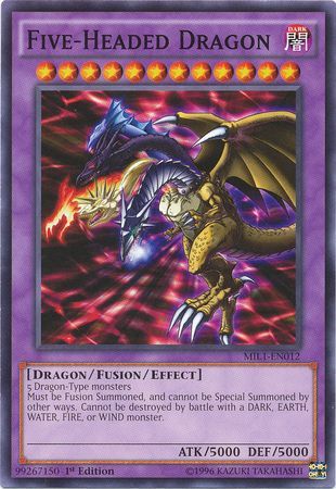 1st Edition Card 3x Yugioh MIL1-EN012 Five-Headed Dragon Common