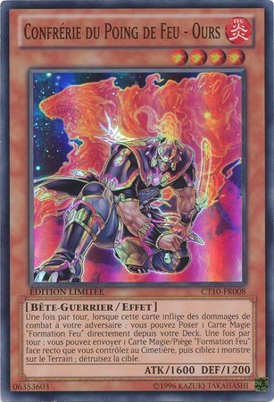Confrerie du Poing de Feu Ours CT10 FR008 Super Rare Limited Edition French Yugioh Cards Confrerie du Poing de Feu Ours CT10 FR008 Super Rare Limited Edition French Yugioh Cards