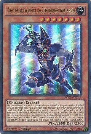 Buster Klingenkampfer der Zerstorungsschwertmeister BOSH DE018 Ultra Rare 1st Ed German Yugioh Cards Buster Klingenkampfer der Zerstorungsschwertmeister BOSH DE018 Ultra Rare 1st Ed German Yugioh Cards