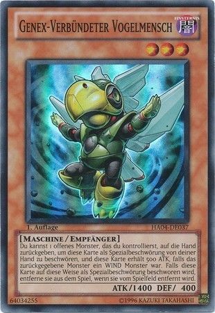 Genex Verbundeter Vogelmensch HA04 DE037 Super Rare 1st Edition German Yugioh Cards Genex Verbundeter Vogelmensch HA04 DE037 Super Rare 1st Edition German Yugioh Cards