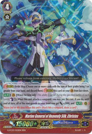 Marine General of Heavenly Silk Christos G FC03 022EN Triple Rare RRR Cardfight Vanguard Fighter s Collection 2016 Singles Marine General of Heavenly Silk Christos G FC03 022EN Triple Rare RRR Cardfight Vanguard Fighter s Collection 2016 Singles