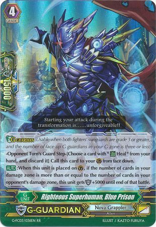 Righteous Superhuman Blue Prison G FC03 036EN Double Rare RR Cardfight Vanguard Fighter s Collection 2016 Singles Righteous Superhuman Blue Prison G FC03 036EN Double Rare RR Cardfight Vanguard Fighter s Collection 2016 Singles