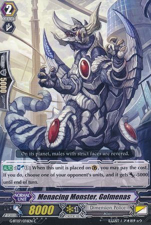 Menacing Monster Golmenas G BT07 076EN Common C G Booster Set 7 Glorious Bravery of Radiant Sword Singles Menacing Monster Golmenas G BT07 076EN Common C G Booster Set 7 Glorious Bravery of Radiant Sword Singles