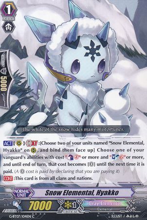 Snow Elemental Hyakko G BT07 104EN Common C G Booster Set 7 Glorious Bravery of Radiant Sword Singles Snow Elemental Hyakko G BT07 104EN Common C G Booster Set 7 Glorious Bravery of Radiant Sword Singles