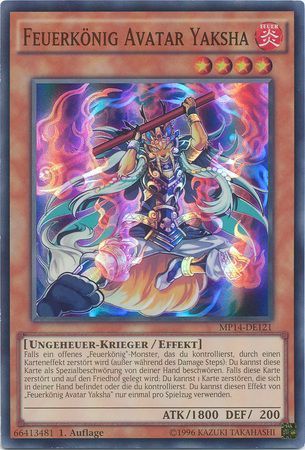 Feuerkonig Avatar Yaksha MP14 DE121 Super Rare 1st Edition German Yugioh Cards Feuerkonig Avatar Yaksha MP14 DE121 Super Rare 1st Edition German Yugioh Cards