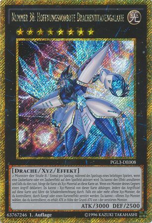 Nummer 38 Hoffnungsvorbote Drachentitanengalaxie PGL3 DE008 Gold Secret Rare 1st Ed German Yugioh Cards Nummer 38 Hoffnungsvorbote Drachentitanengalaxie PGL3 DE008 Gold Secret Rare 1st Ed German Yugioh Cards