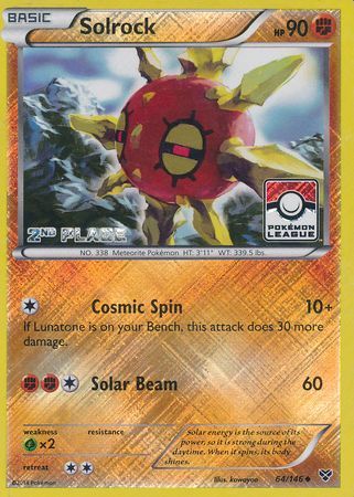 Solrock 64 146 2nd Place League Promo Pokemon Championship League Organized Play Promos Solrock 64 146 2nd Place League Promo Pokemon Championship League Organized Play Promos
