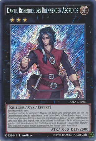 Dante Reisender des Brennenden Abgrunds DUEA DE085 Secret Rare 1st Edition German Yugioh Cards Dante Reisender des Brennenden Abgrunds DUEA DE085 Secret Rare 1st Edition German Yugioh Cards