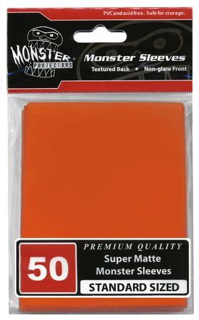 Monster Super Matte Orange 50ct Standard Sized Sleeves MONMSLLMNORA Sleeves Monster Super Matte Orange 50ct Standard Sized Sleeves MONMSLLMNORA Sleeves