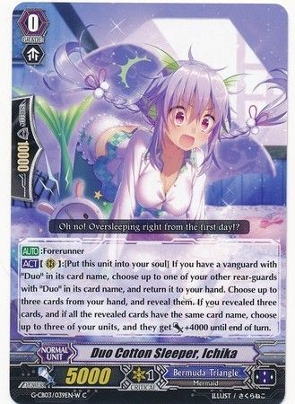 Duo Cotton Sleeper Ichika G CB03 039EN W Common C G Clan Booster 3 Blessing of Divas Singles Duo Cotton Sleeper Ichika G CB03 039EN W Common C G Clan Booster 3 Blessing of Divas Singles