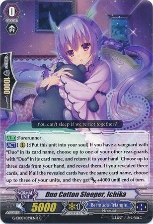 Duo Cotton Sleeper Ichika G CB03 039EN B Common C G Clan Booster 3 Blessing of Divas Singles Duo Cotton Sleeper Ichika G CB03 039EN B Common C G Clan Booster 3 Blessing of Divas Singles
