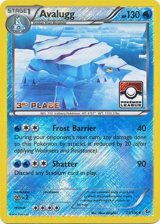 Avalugg 31 106 3rd Place League Promo Pokemon Championship League Organized Play Promos Avalugg 31 106 3rd Place League Promo Pokemon Championship League Organized Play Promos