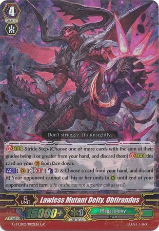 Lawless Mutant Deity Obtirandus G TCB02 002 Generation Rare GR Lawless Mutant Deity Obtirandus G TCB02 002 Generation Rare GR