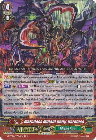 Merciless Mutant Deity Darkface G TCB02 006 Triple Rare RRR Merciless Mutant Deity Darkface G TCB02 006 Triple Rare RRR