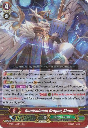 Omniscience Dragon Afanc G TCB02 003 Generation Rare GR Omniscience Dragon Afanc G TCB02 003 Generation Rare GR