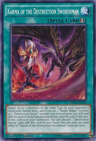 Karma of the Destruction Swordsman MP16 EN216 Common 1st Edition Yu Gi Oh 2016 Mega Tins 1st Edition Singles Karma of the Destruction Swordsman MP16 EN216 Common 1st Edition Yu Gi Oh 2016 Mega Tins 1st Edition Singles