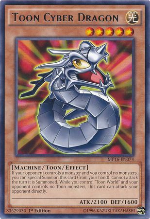 Toon Cyber Dragon MP16 EN074 Rare 1st Edition Toon Cyber Dragon MP16 EN074 Rare 1st Edition