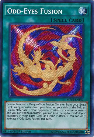 Odd Eyes Fusion MP16 EN149 Secret Rare 1st Edition Odd Eyes Fusion MP16 EN149 Secret Rare 1st Edition
