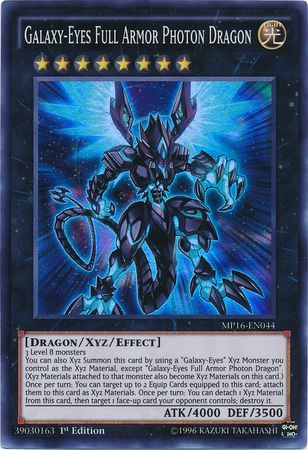 Galaxy Eyes Full Armor Photon Dragon MP16 EN044 Super Rare 1st Edition Yu Gi Oh 2016 Mega Tins 1st Edition Singles Galaxy Eyes Full Armor Photon Dragon MP16 EN044 Super Rare 1st Edition Yu Gi Oh 2016 Mega Tins 1st Edition Singles