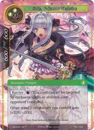 Aria Friendly Vampire SDL4 001 Super Rare Foil Force of Will Lapis Cluster Starter Decks Foil Singles Aria Friendly Vampire SDL4 001 Super Rare Foil Force of Will Lapis Cluster Starter Decks Foil Singles