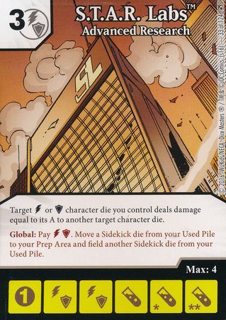 S T A R Labs Advanced Research 33 124 Common DC Dice Masters Green Arrow and The Flash Singles S T A R Labs Advanced Research 33 124 Common DC Dice Masters Green Arrow and The Flash Singles