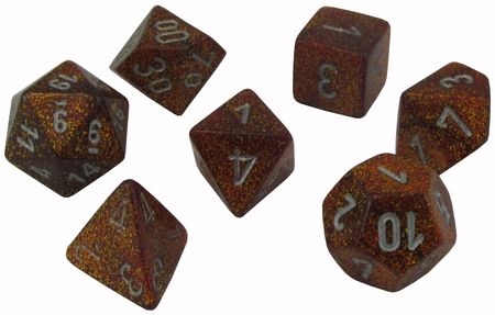 Chessex Glitter Gold w Silver Set of 7 Polyhedral Dice CHX27503 Dice Life Counters Tokens Chessex Glitter Gold w Silver Set of 7 Polyhedral Dice CHX27503 Dice Life Counters Tokens