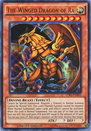 Ultra Rare Limited Edition Near Yugioh LDK2-ENS03 The Winged Dragon of Ra 