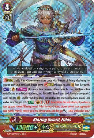 Blazing Sword Fides G BT08 003EN Triple Rare RRR Blazing Sword Fides G BT08 003EN Triple Rare RRR