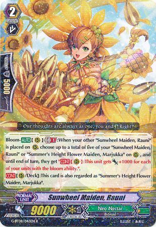 Sunwheel Maiden Rauni G BT08 043EN Rare R G Booster Set 8 Absolute Judgment Singles Sunwheel Maiden Rauni G BT08 043EN Rare R G Booster Set 8 Absolute Judgment Singles