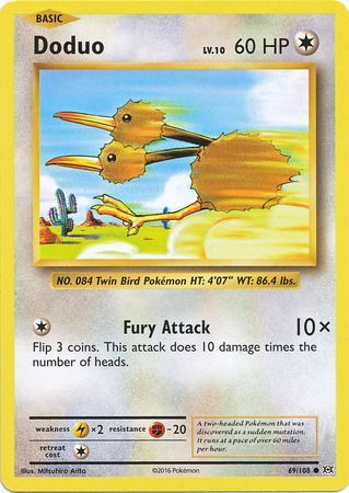 DODUO REVERSE HOLO XY EVOLUTIONS 23/108 2016 NEVER PLAYED POKEMON