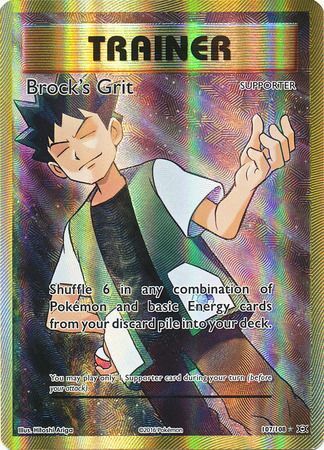 Ultra Rare Brock's Grit 107/108 Holo Full Art Pokemon Card Near Mint 