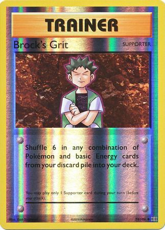 Details about   Pokémon TCG 2x Brock's Grit #74/108 Evolutions Mint English Trainer Supporter 