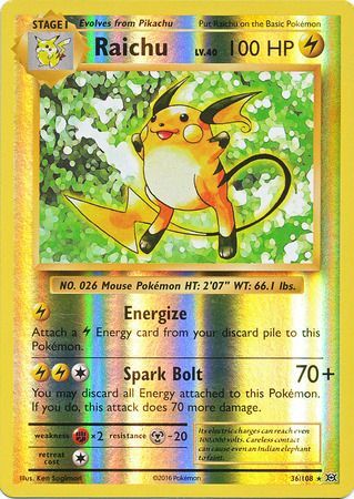 Pokemon Card XY Evolutions 36//108 Raichu Rare Holo