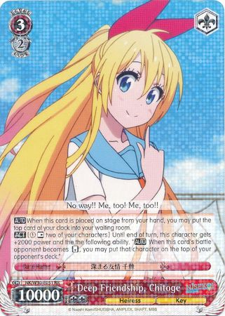 Deep Friendship Chitoge NK W30 E051 Double Rare RR Weiss Schwarz Nisekoi False Love Booster Set Deep Friendship Chitoge NK W30 E051 Double Rare RR Weiss Schwarz Nisekoi False Love Booster Set