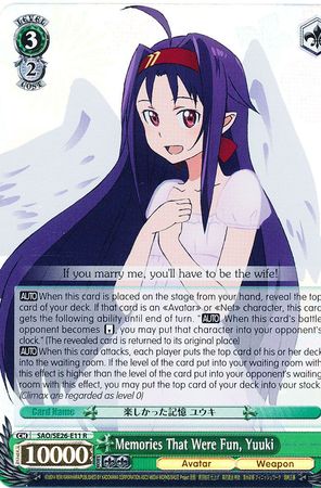 Memories That Were Fun Yuuki SAO SE26 E11 Rare R Memories That Were Fun Yuuki SAO SE26 E11 Rare R